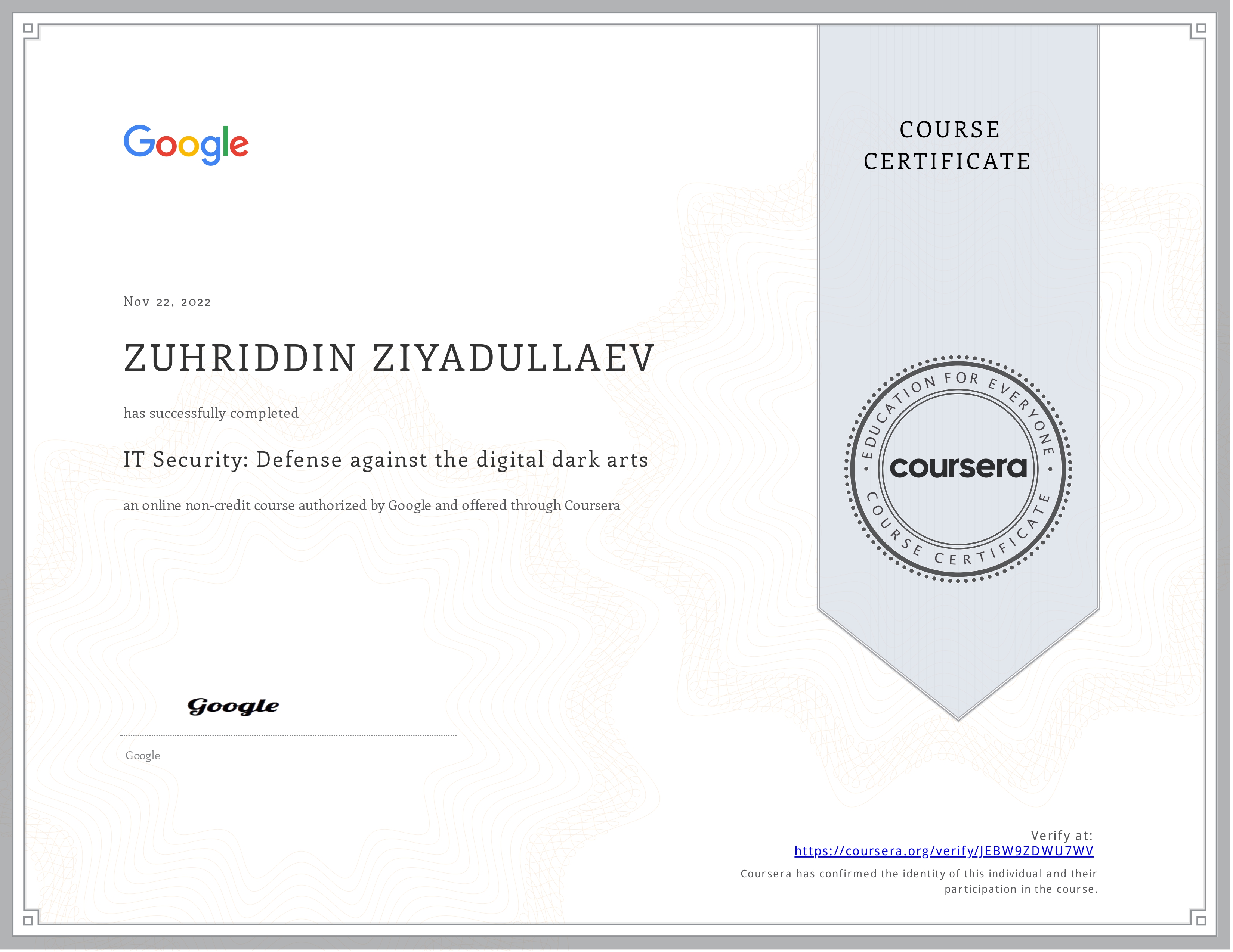 IT Security Certificate